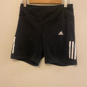 Adidas Women's Black Athletic Shorts with White Stripes